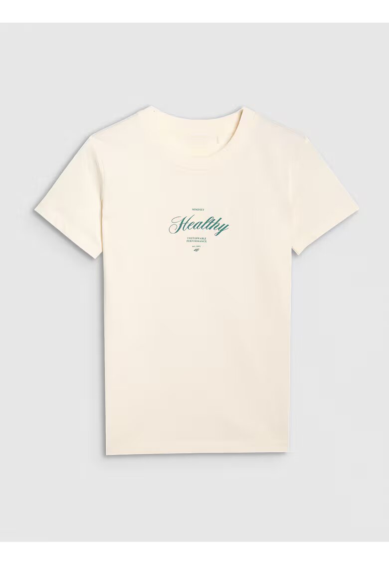 4F Tricou Ecru - Bumbac - Alb ecru