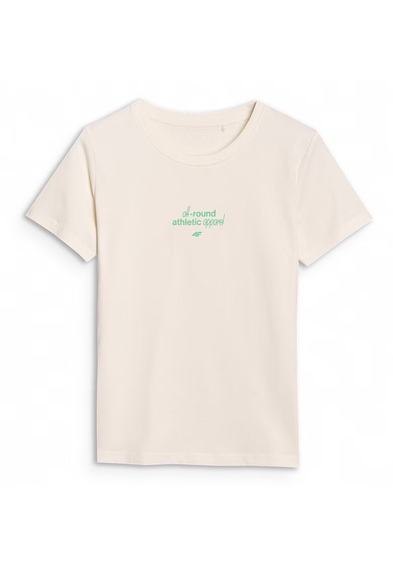4F Tricou femei bumbac ecru - Alb ecru