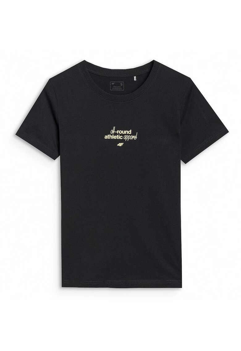 4F Tricou Negru - Bumbac - XS-XXL - Negru