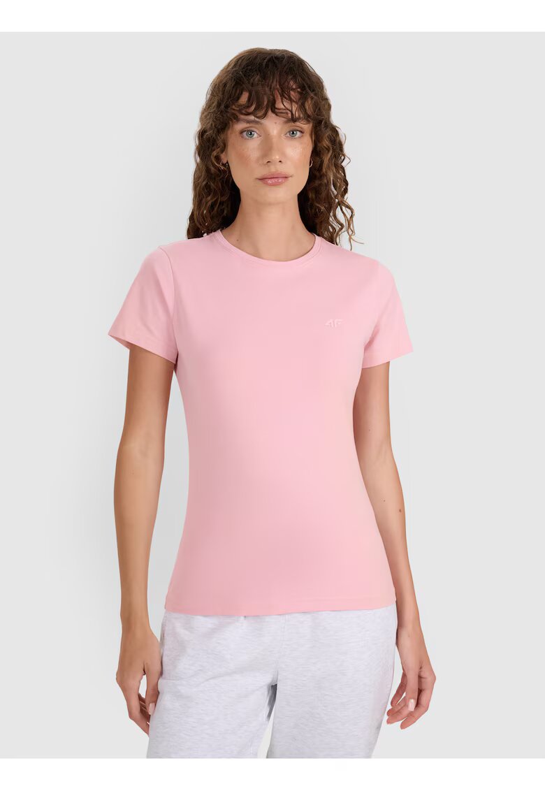 4F Tricou Roz Pal Slim Casual - Roz
