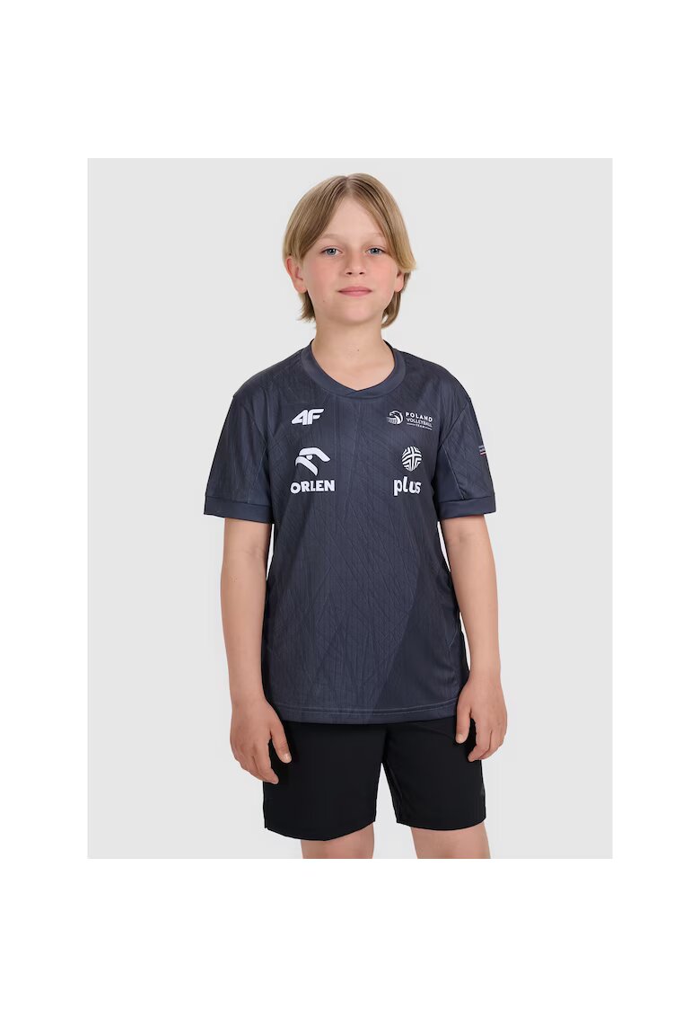 4F Tricou sport copii - echipa nationala de volei Polonia - uscare rapida - negru - poliester