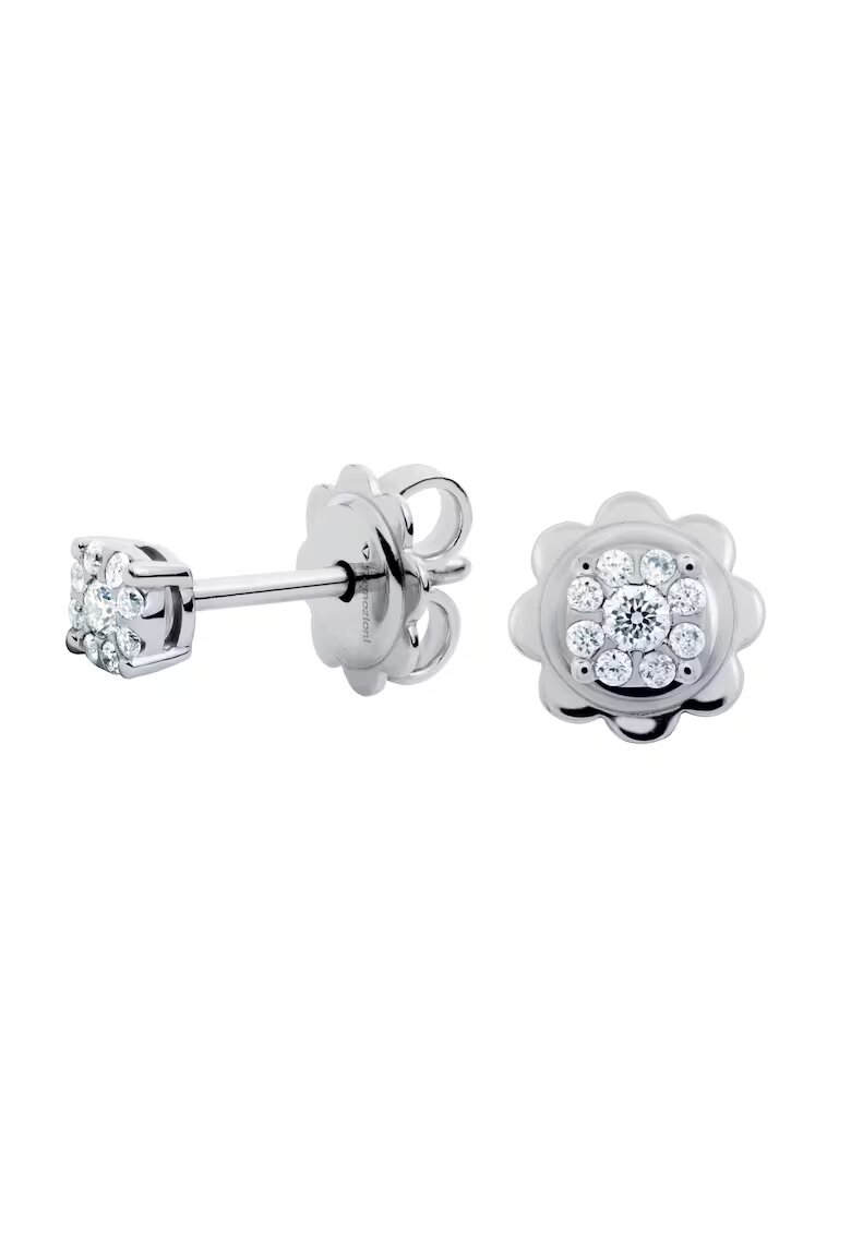 57emozioni Cercei illusion - aur 18k - diamante naturale 0.13 ct - Argintiu - 4.7 mm