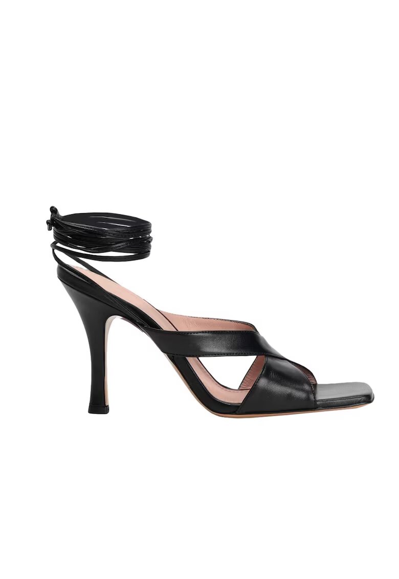 8 BY YOOX Sandale din piele varf patrat si siret Negru - Negru
