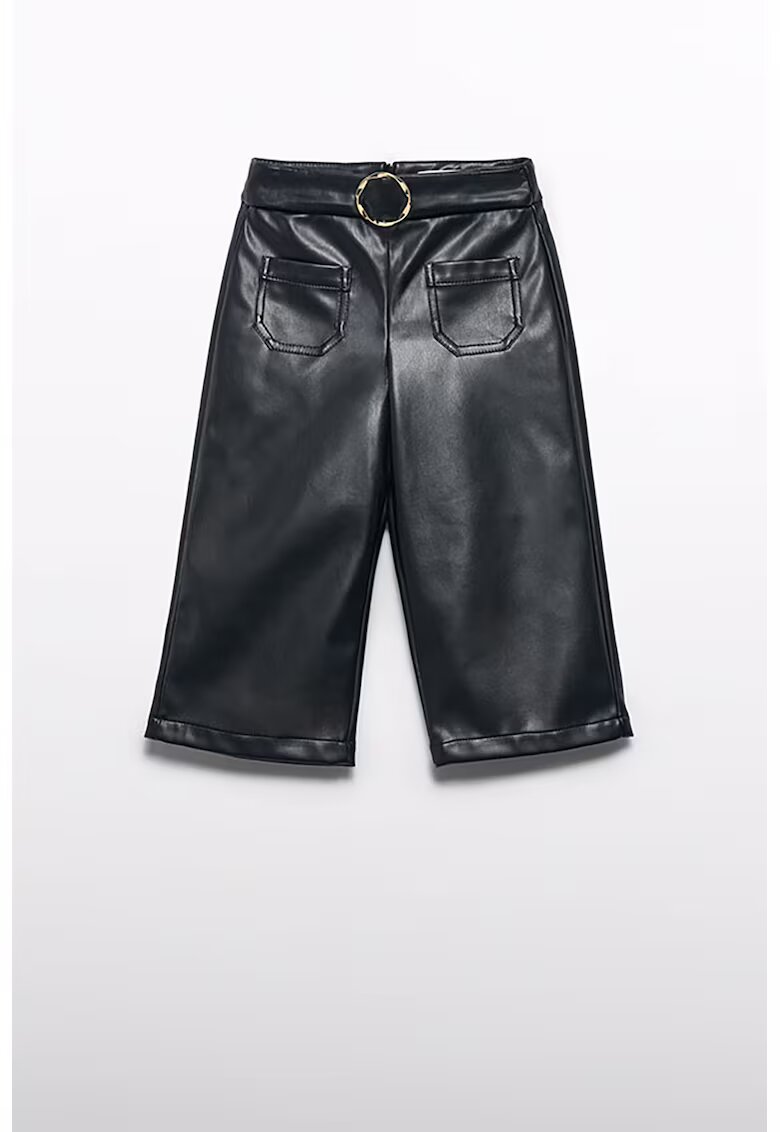 Abel&Lula Pantaloni de piele ecologica cu croiala ampla - Negru