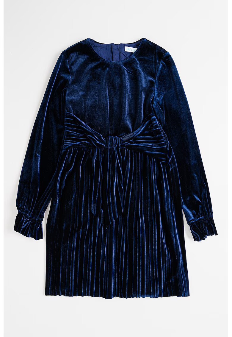 Abel&Lula Rochie de catifea cu funda - Bleumarin