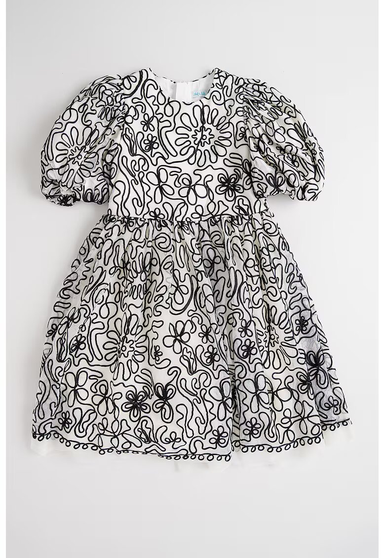 Abel&Lula Rochie evazata cu model - Alb/Negru