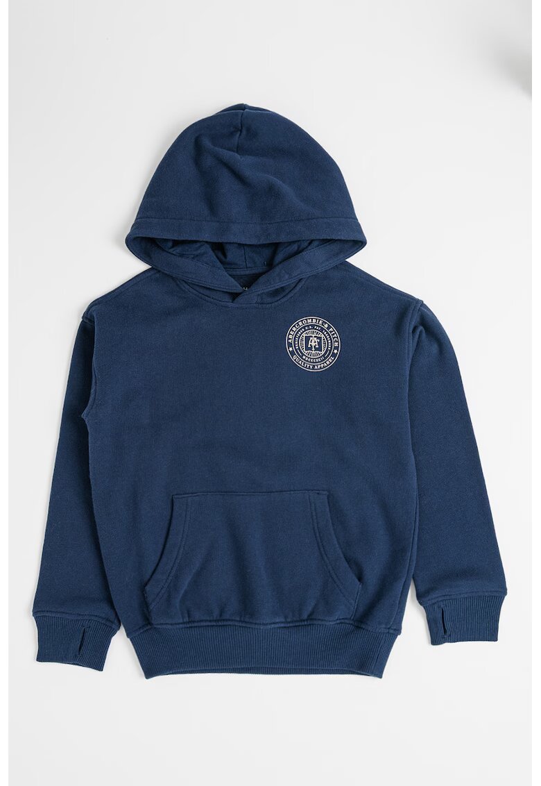 Abercrombie  Fitch Hanorac cu imprimeu logo si anouri pentru degete - Bleumarin