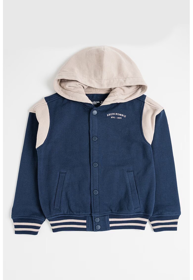 Abercrombie  Fitch Jacheta varsity cu gluga - Maro nisip/Bleumarin