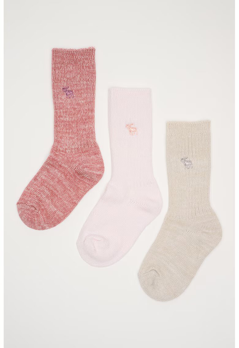Abercrombie  Fitch Set de sosete din amestec de bumbac - 3 perechi - Bej/Roz