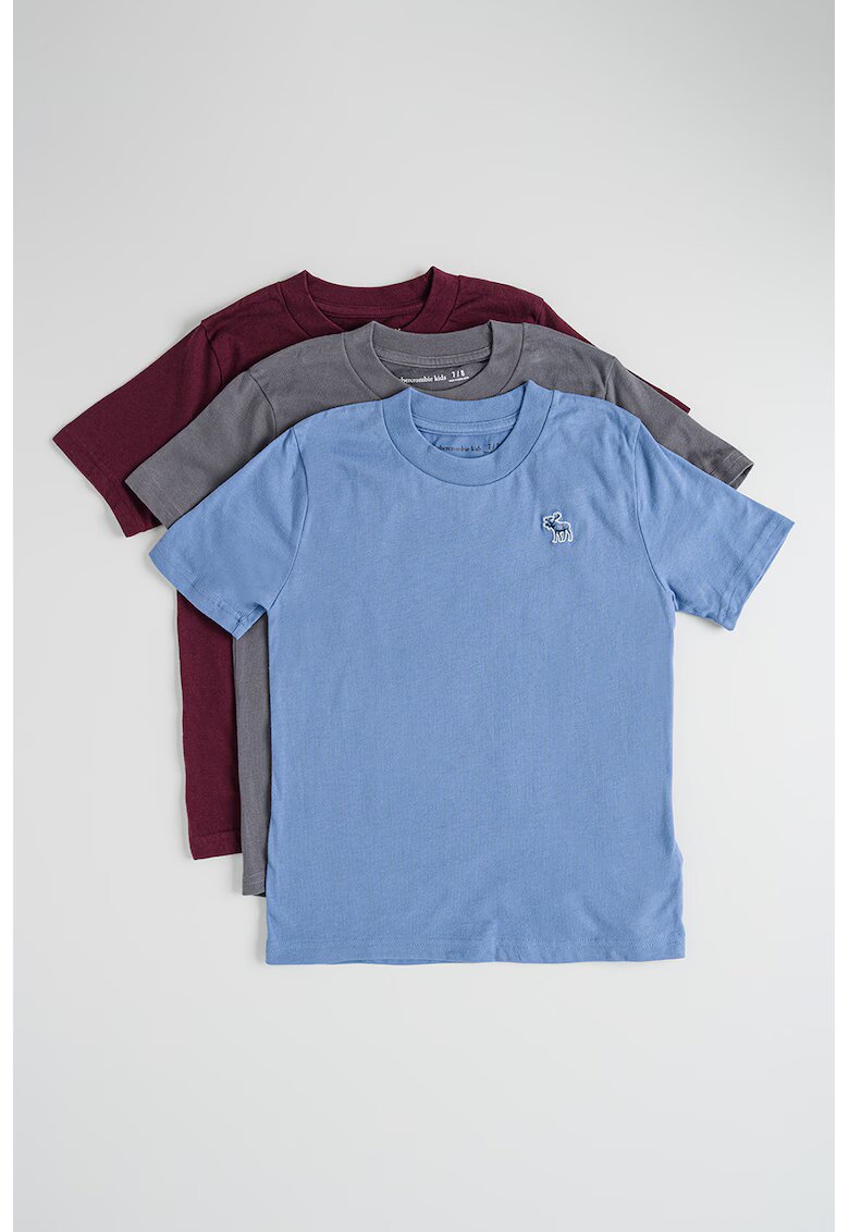 Abercrombie  Fitch Set de tricouri din amestec de bumbac - 3 piese - Visiniu/Albastru