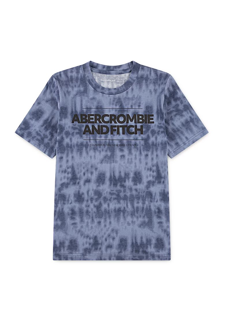 Abercrombie  Fitch Tricou cu imprimeu logo si decolteu la baza gatului - Albastru prafuit