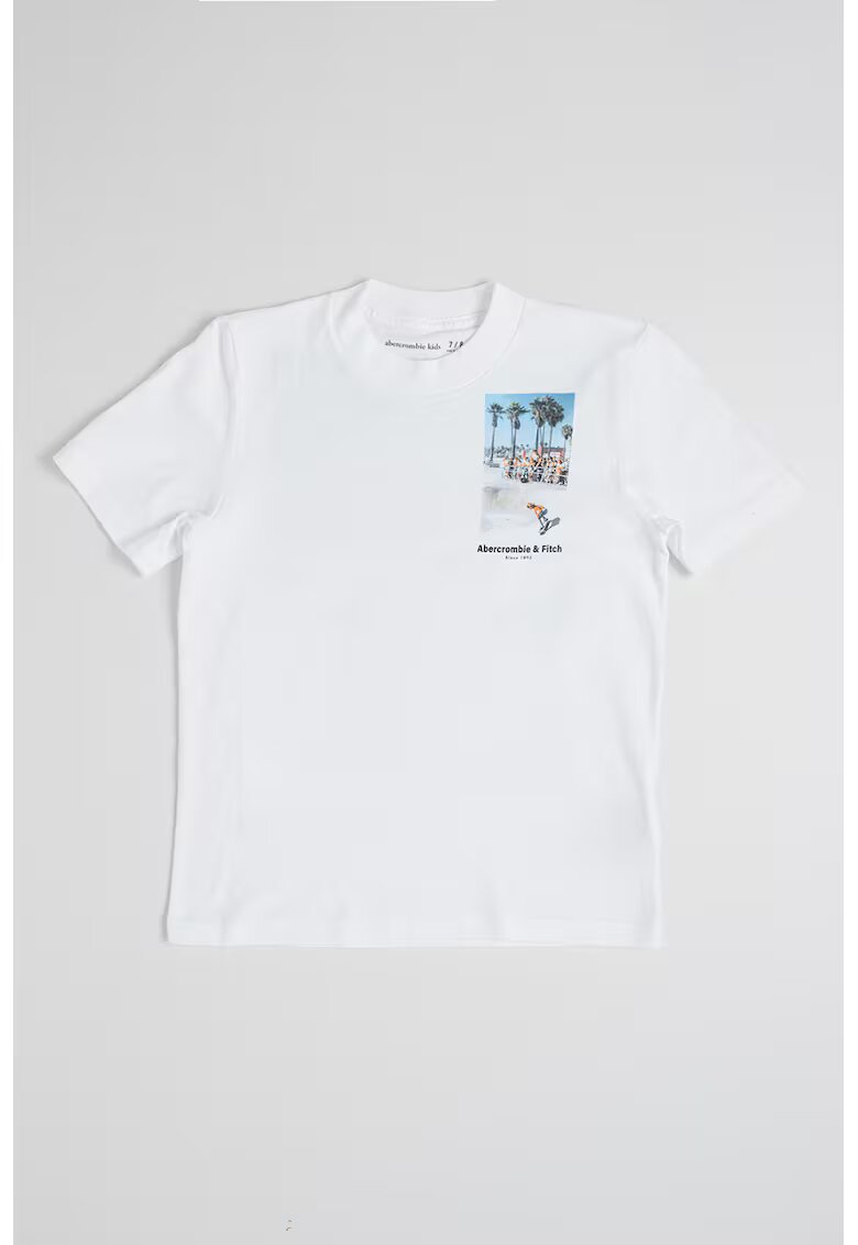 Abercrombie  Fitch Tricou din amestec de bumbac cu imprimeu foto - Alb