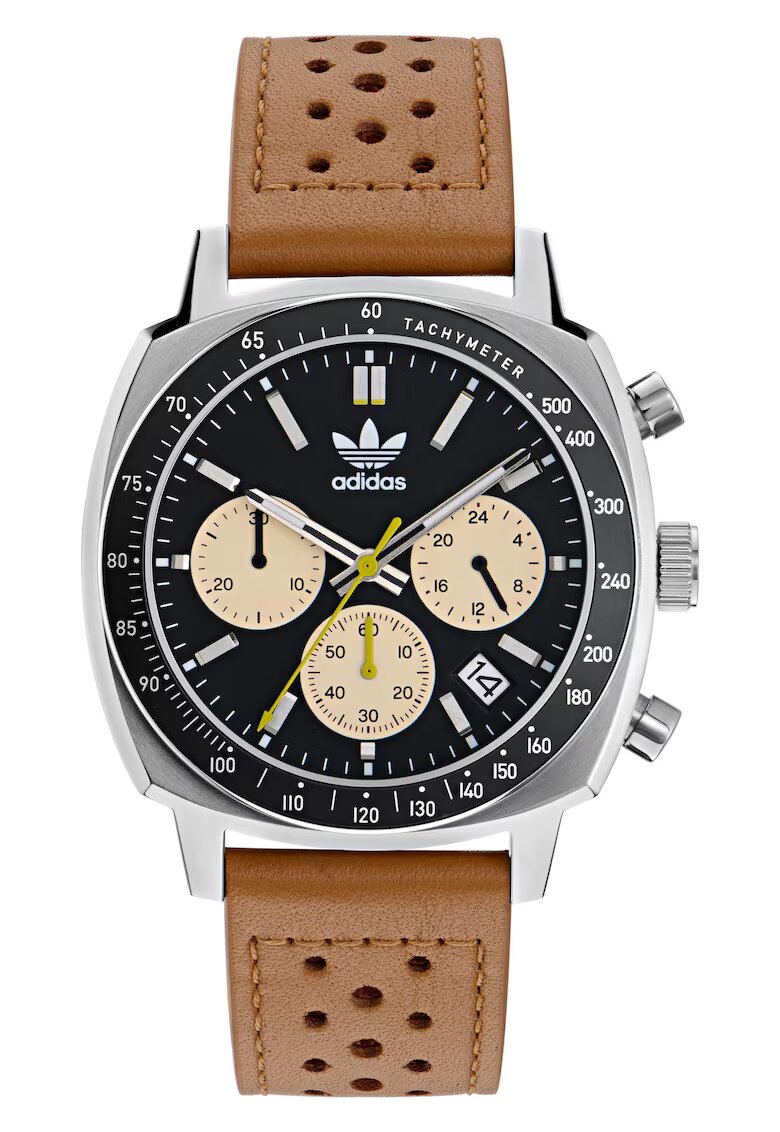 adidas Ceas barbatesc MASTER ORIGINALS ONE CHRONO - argintiu - curea din piele naturala - 44x12mm - rezistenta la apa 10 ATM