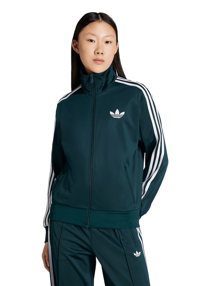 adidas Originals Bluza de trening cu logo si fermoar Firebird - Alb/Albastru petrol