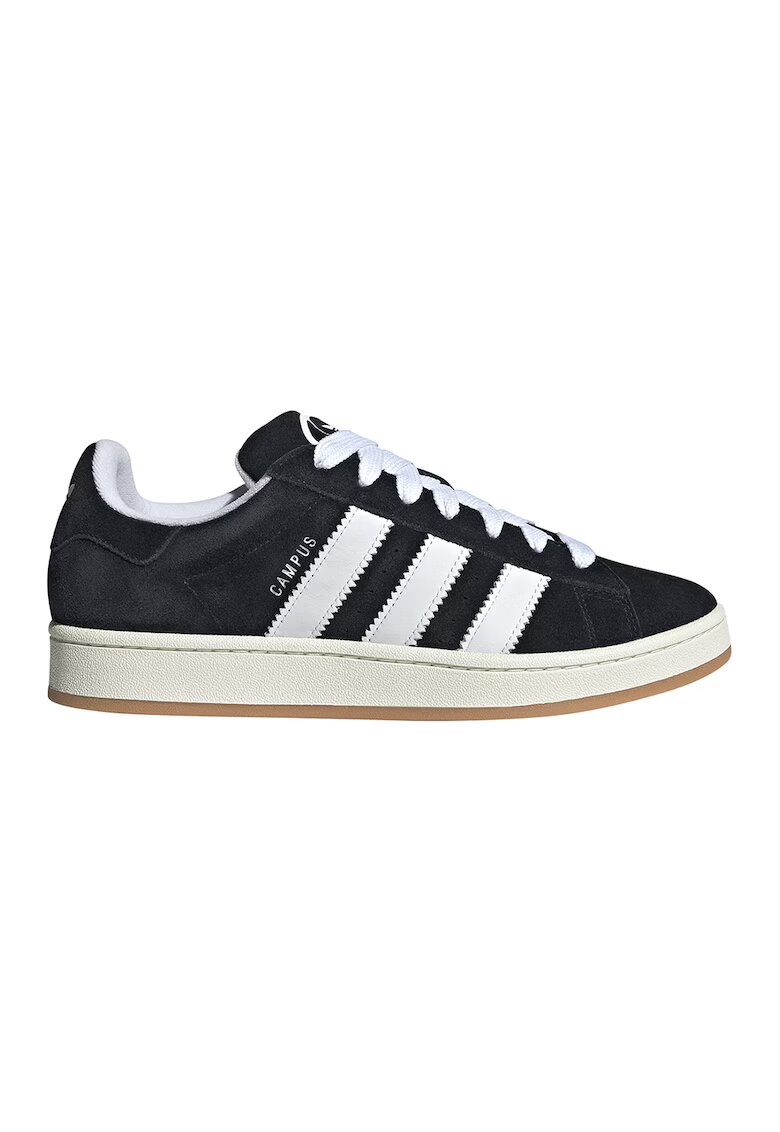 adidas Originals Pantofi sport Campus 00s din piele intoarsa cu garnituri contrastante - Alb/Negru