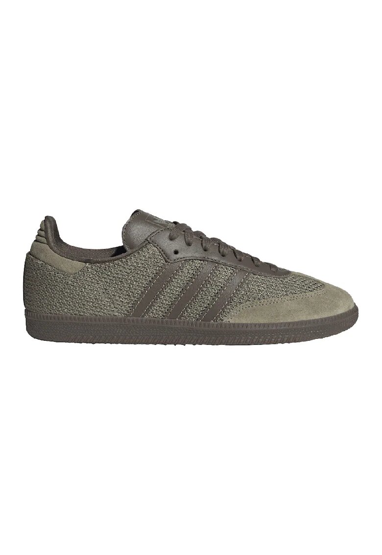adidas Originals Pantofi sport cu aspect tricotat si garnituri din piele intoarsa Samba - Kaki
