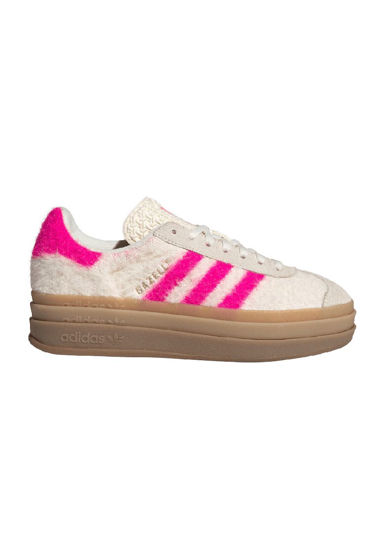 adidas Originals Pantofi sport din piele intoarsa cu garnituri pufoase Gazelle Bold - Fucsia/Crem
