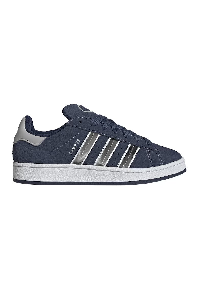 adidas Originals Pantofi sport din piele intoarsa cu logo Campus - Gri/Bleumarin