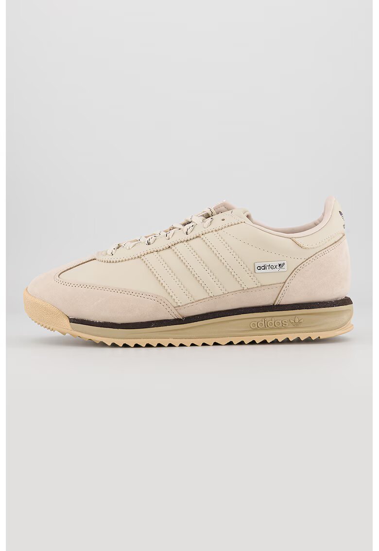 adidas Originals Pantofi sport din piele si piele intoarsa SL 72 - Maro taupe