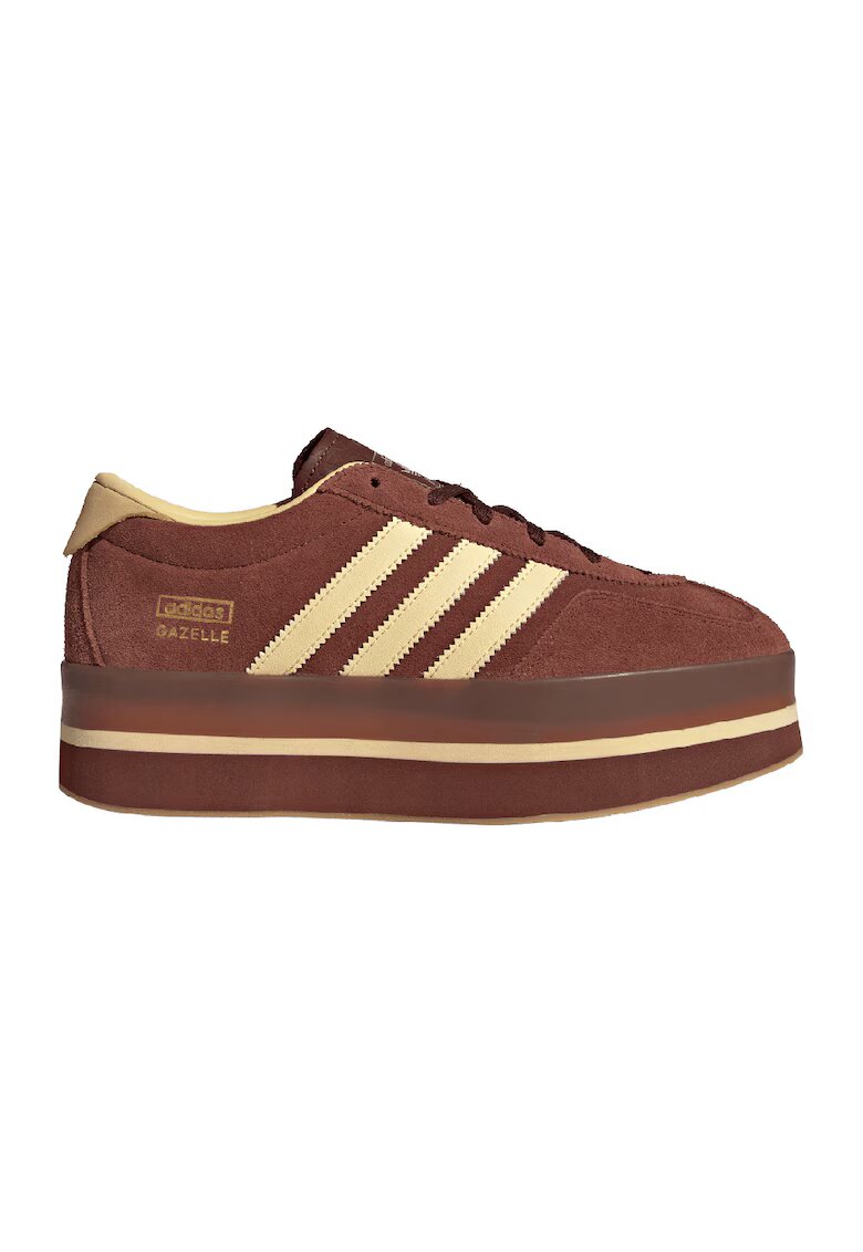 adidas Originals Pantofi sport Gazelle Stack flatform din piele intoarsa - Maro cognac/Galben