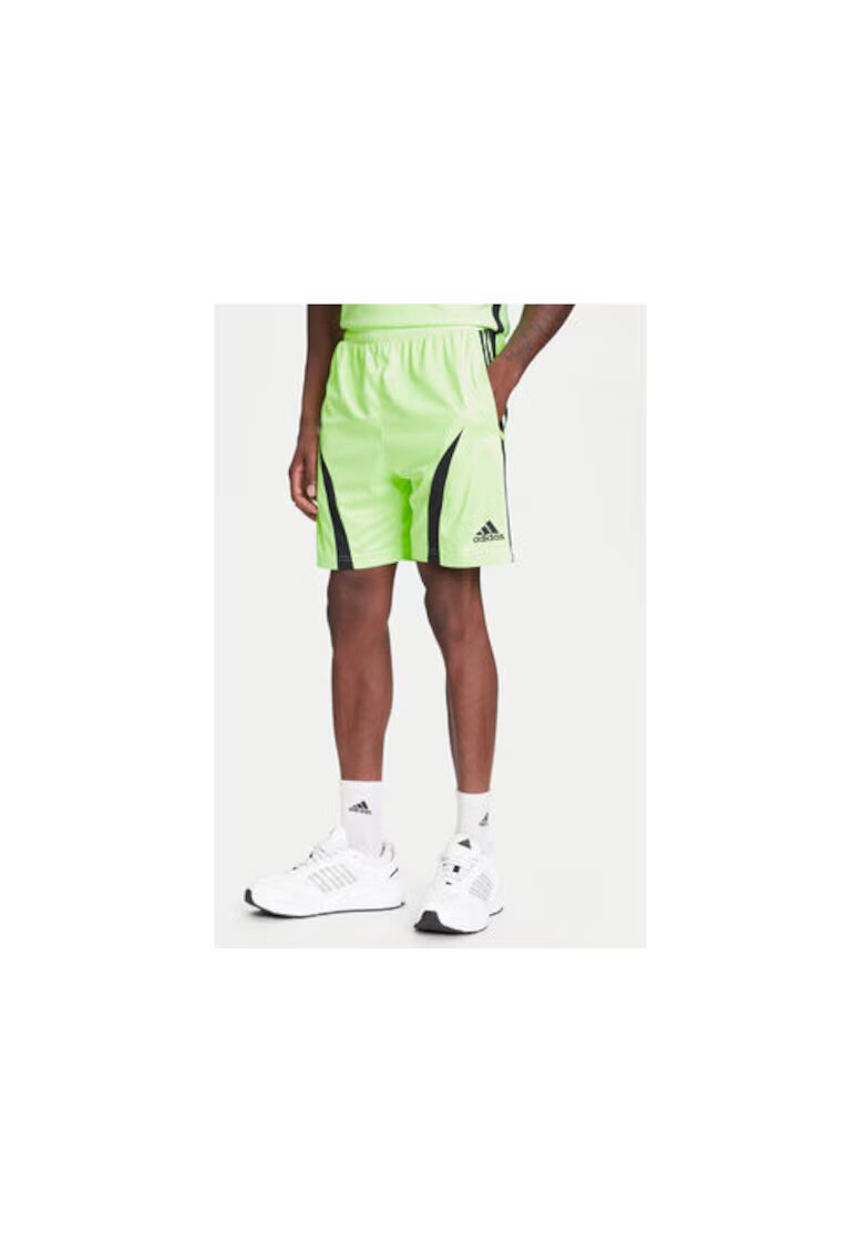adidas Pantaloni scurti sport cu logo brodat - Verde neon