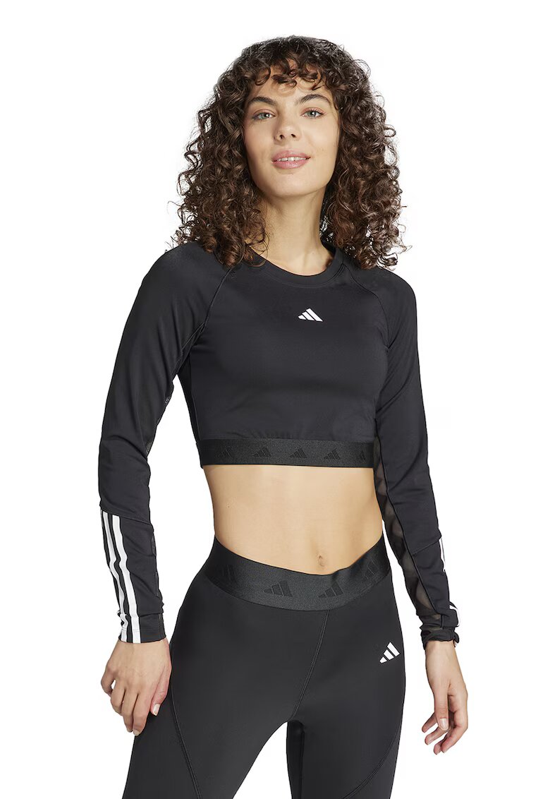adidas Performance Bluza crop cu maneci raglan pentru fitness Hyperglam - Negru