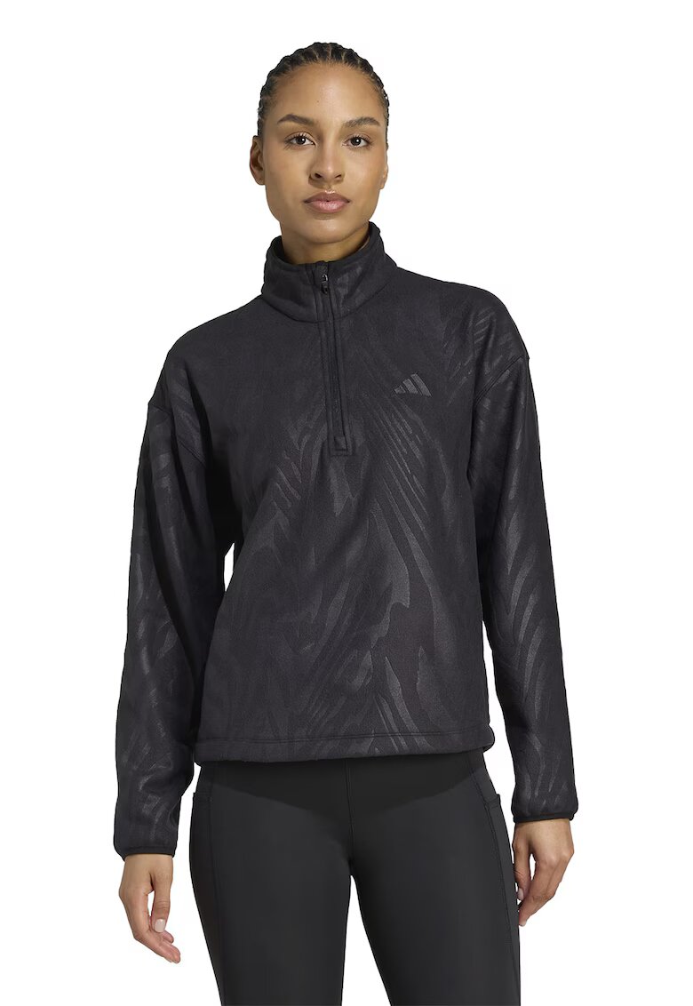 adidas Performance Bluza cu fermoar scurt si model pentru fitness - Negru