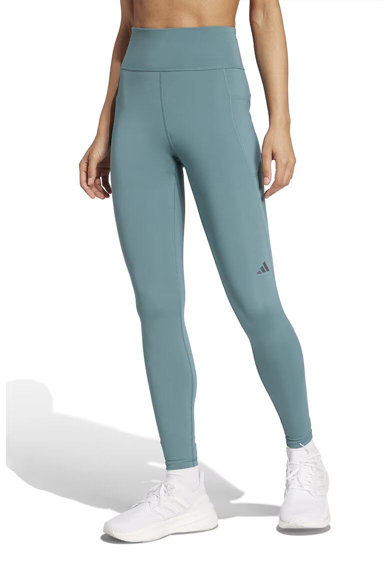 adidas Performance Colanti cu talie inalta si buzunar lateral pentru alergare - Turcoaz