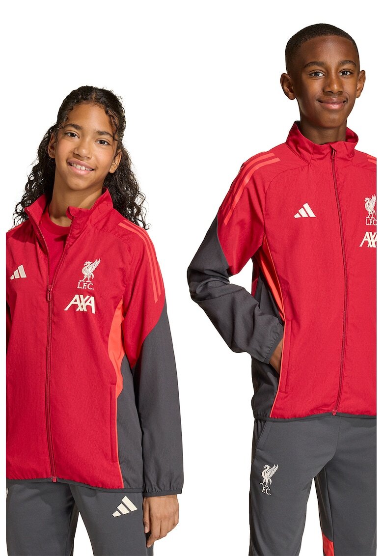 adidas Performance Jacheta cu fermoar pentru fotbal Liverpool - Alb/Rosu vermillion/Gri inchis