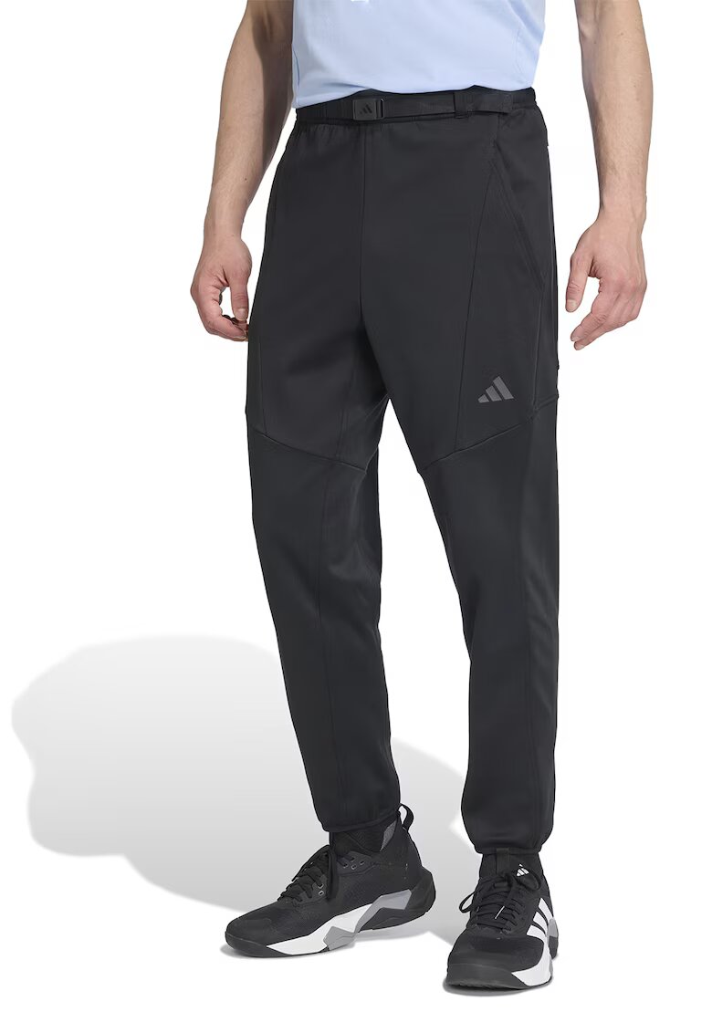 adidas Performance Pantaloni de trening cu buzunare laterale si logo - Negru