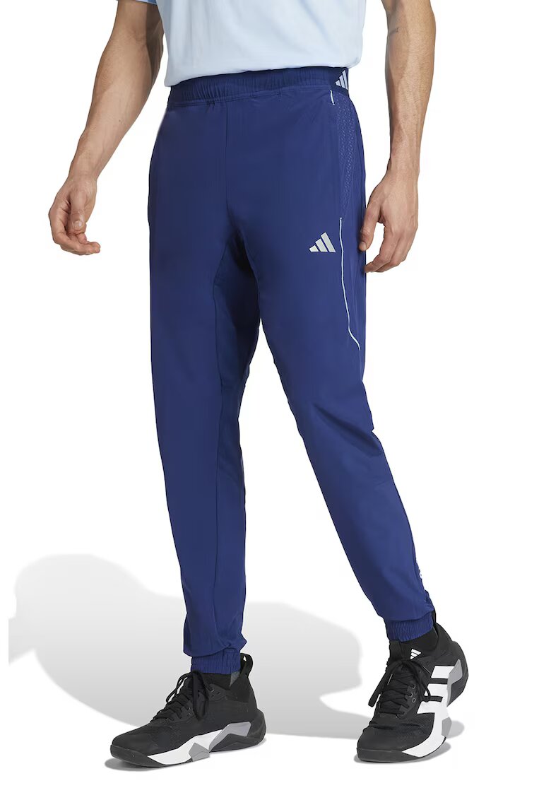 adidas Performance Pantaloni slim fit pentru fitness Tech - Alb/Albastru royal