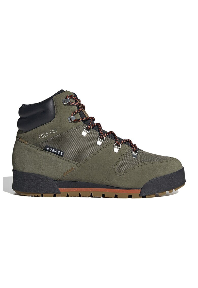 adidas Performance Pantofi cu segmente de piele intoarsa pentru drumetii Terrex Snowpitch - Negru/Kaki