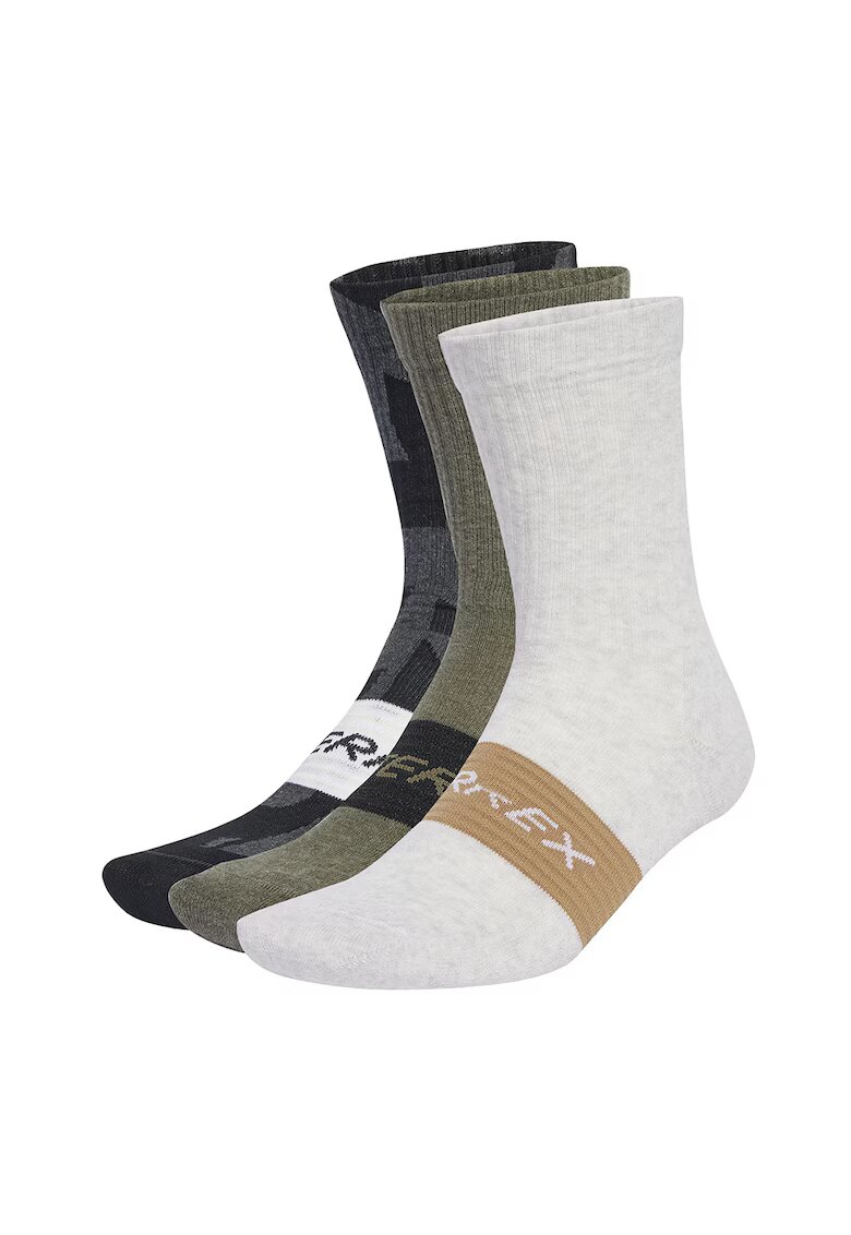adidas Performance Sosete din amestec de bumbac pentru drumetii Terrex - Alb/Negru/Verde masliniu