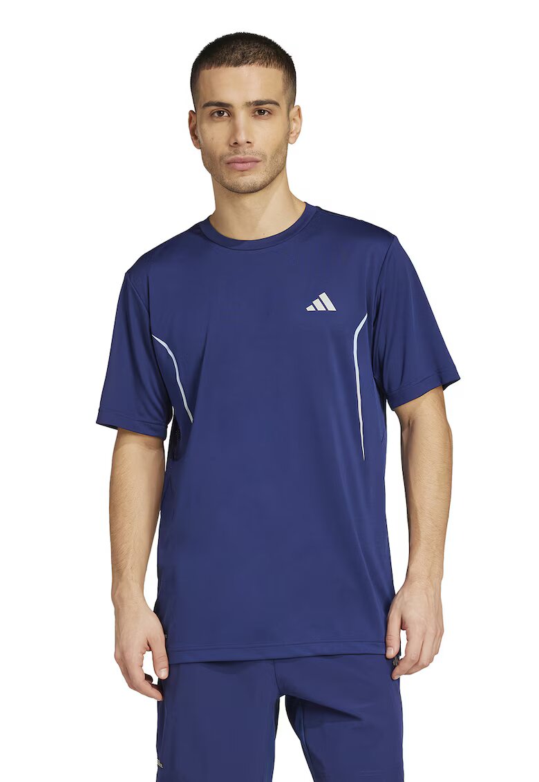 adidas Performance Tricou cu decolteu la baza gatului pentru fitness - Albastru inchis