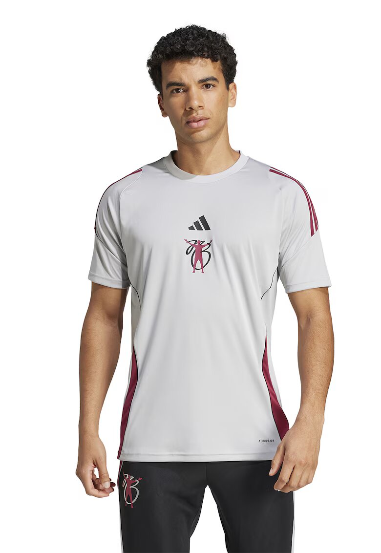 adidas Performance Tricou cu decolteu la baza gatului pentru fotbal Jude Bellingham - Negru/Rosu inchis/Alb murdar