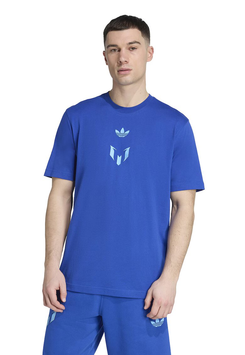 adidas Performance Tricou cu decolteu la baza gatului pentru fotbal Messi - Albastru royal