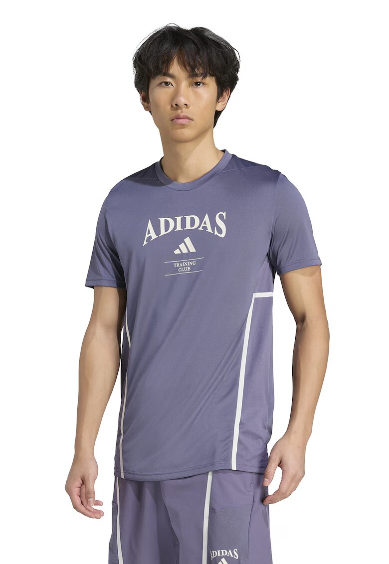 adidas Performance Tricou cu logo pentru antrenament - Alb fildes/Albastru prafuit
