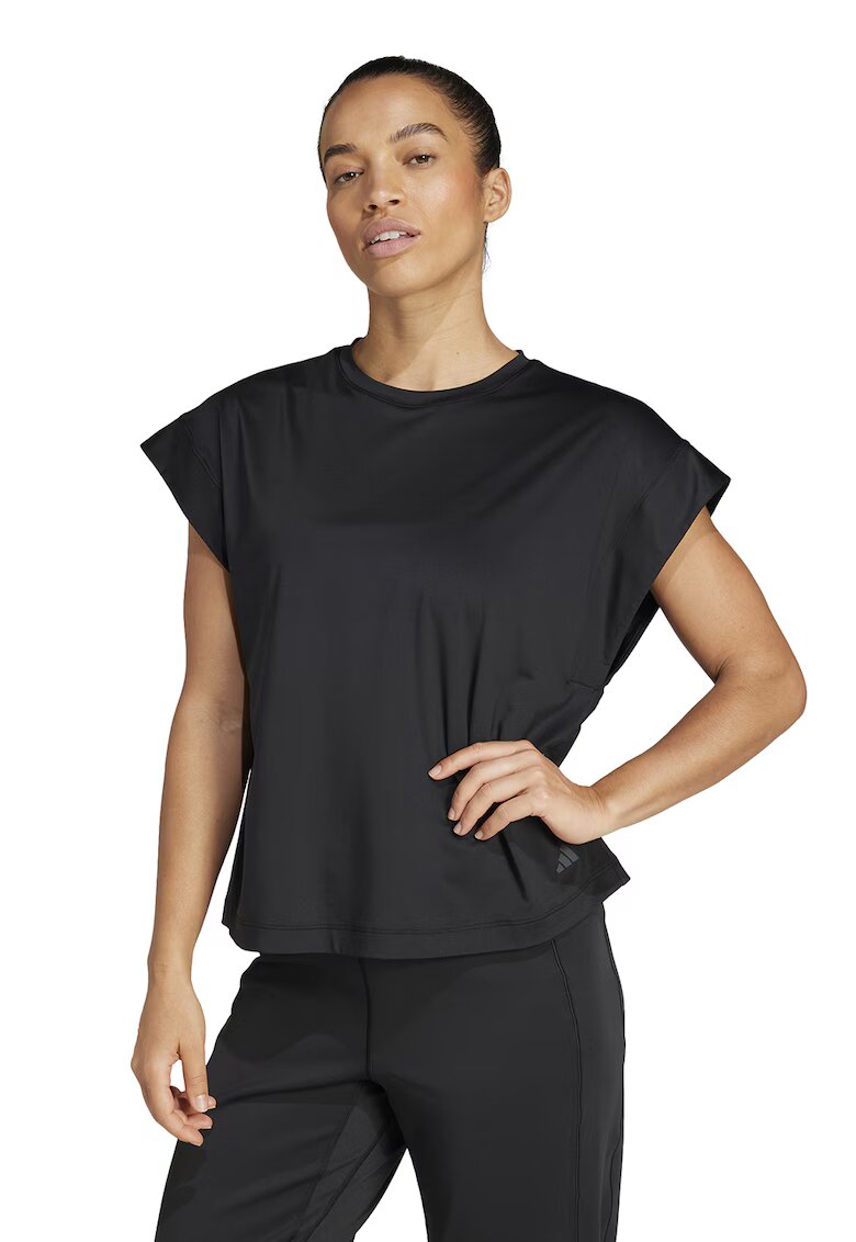 adidas Performance Tricou cu slit pe partea din spate pentru yoga - Negru