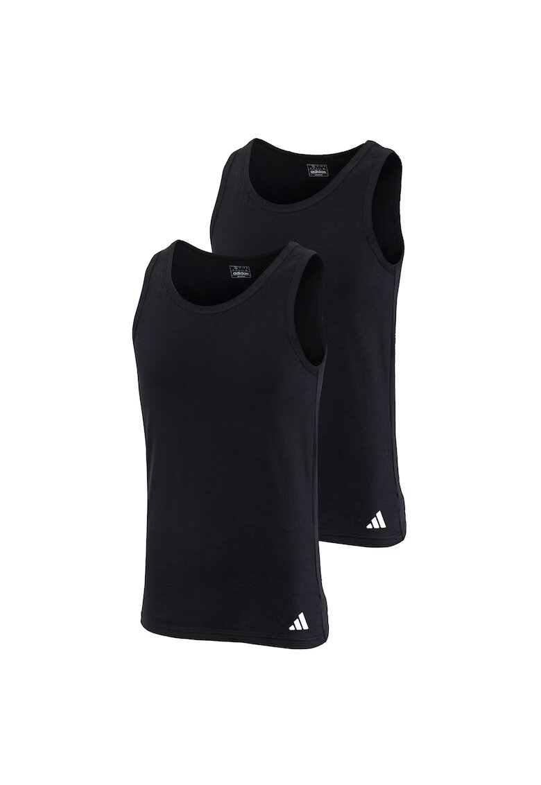 adidas Set de topuri slim fit cu logo - 2 piese - Negru