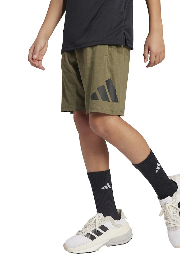 adidas Sportswear Bermude cu imprimeu logo - Negru/Verde masliniu