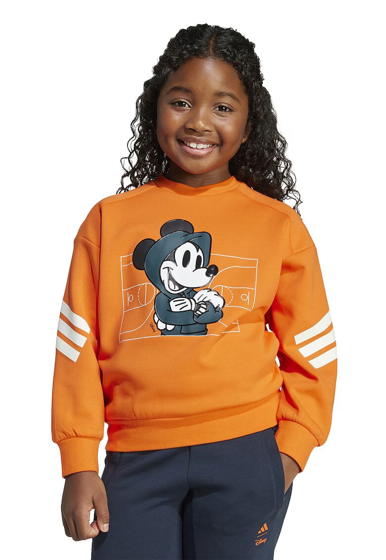 adidas Sportswear Bluza de trening cu decolteu la baza gatului si imprimeu Mickey Mouse - Portocaliu mandarina/Alb optic