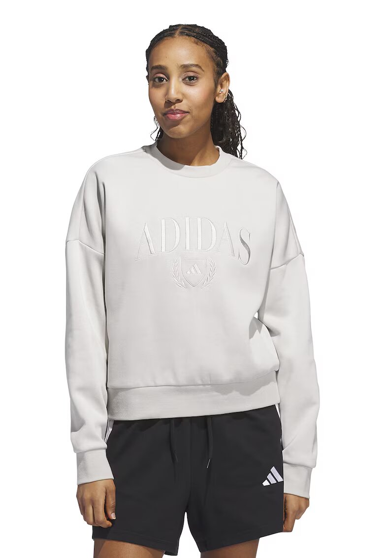 adidas Sportswear Bluza de trening cu decolteu la baza gatului si logo brodat - Alb murdar