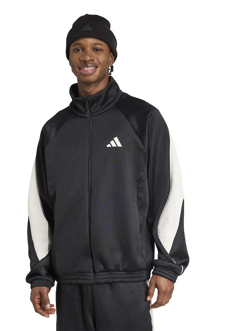 adidas Sportswear Bluza de trening cu fermoar si guler rigid Stadium - Alb/Negru