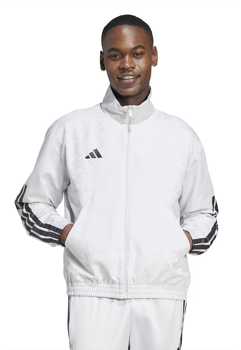 adidas Sportswear Bluza de trening cu fermoar si logo - Negru/Gri deschis