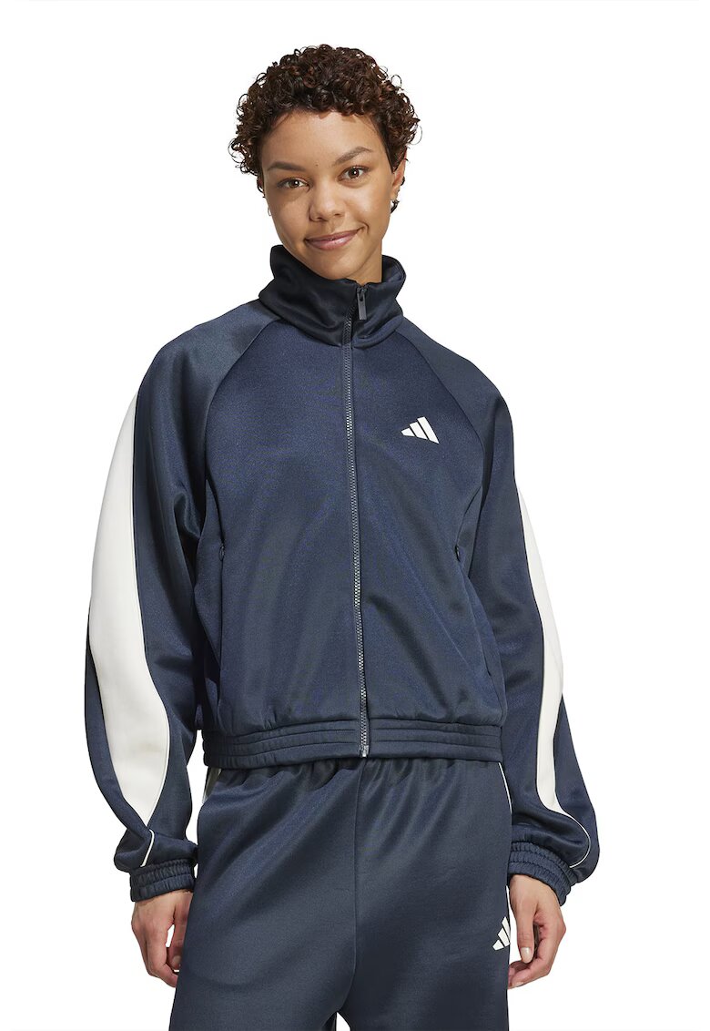 adidas Sportswear Bluza de trening cu fermoar si maneci raglan Stadium - Alb/Negru