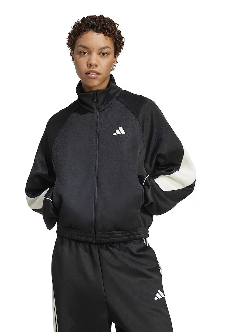 adidas Sportswear Bluza de trening cu fermoar si maneci raglan Stadium - Negru stins/Alb murdar