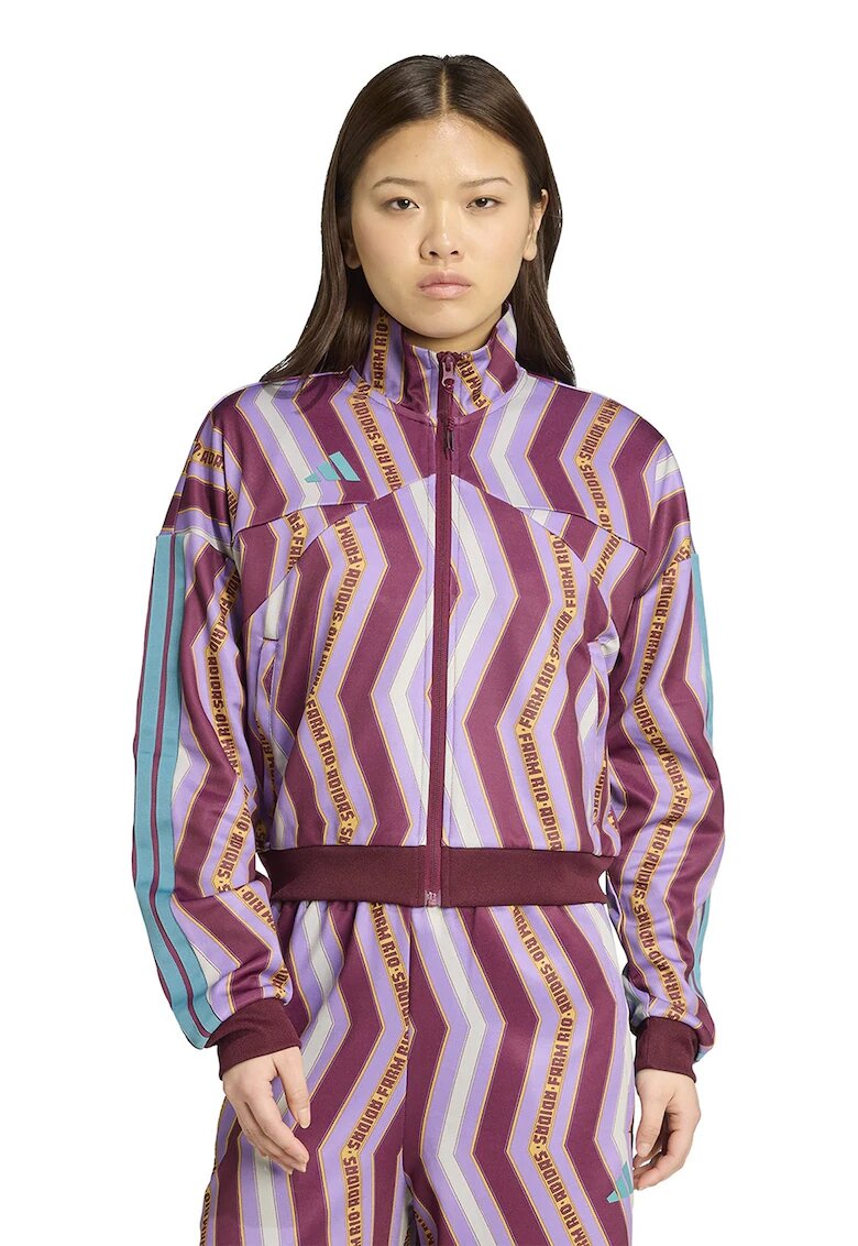 adidas Sportswear Bluza de trening cu imprimeu si maneci cazute - Roz zmeuriu/Lila/Alb optic