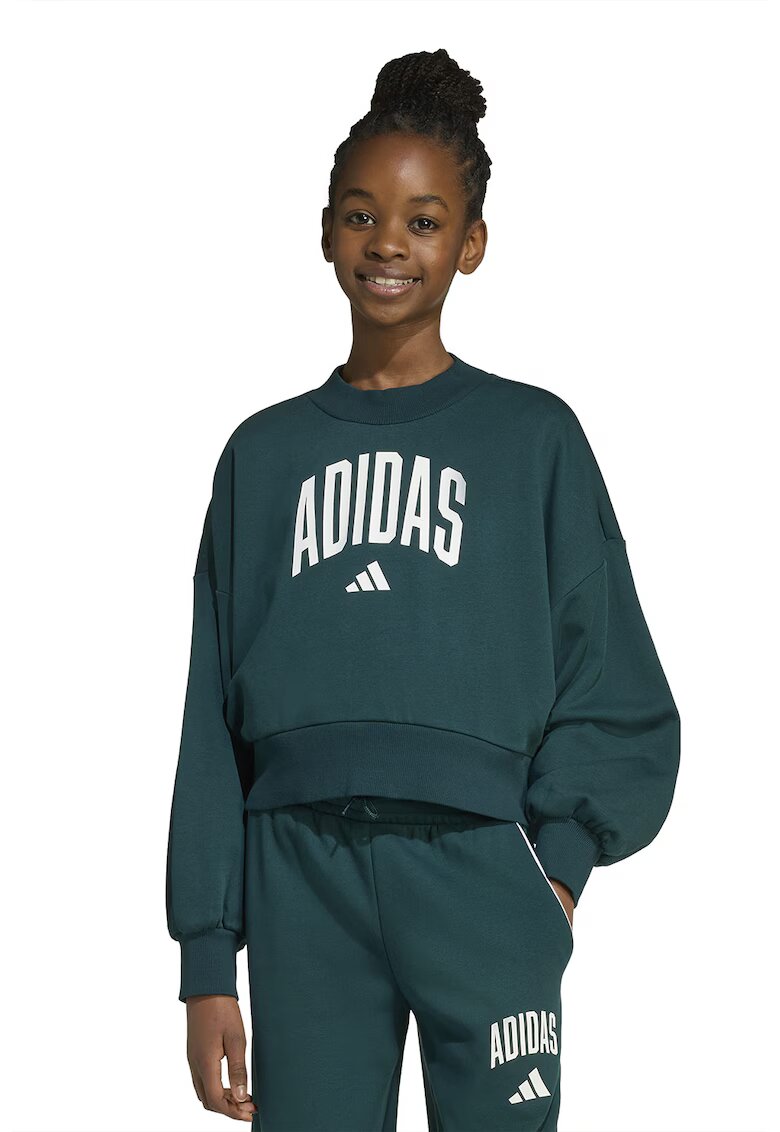 adidas Sportswear Bluza de trening din amestec de bumbac cu logo - Verde englez