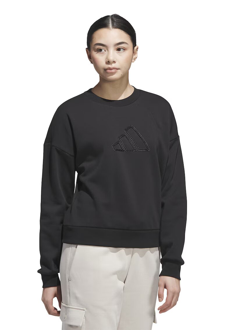 adidas Sportswear Bluza de trening lejera cu maneci cazute - Alb/Negru