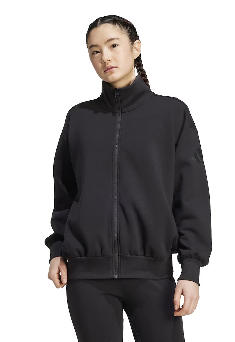 adidas Sportswear Bluza de trening lejera din amestec de modal cu fermoar si buzunare - Negru